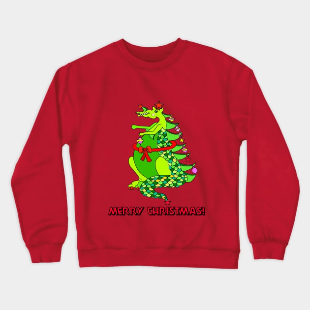 Merry Christmas Dragon Crewneck Sweatshirt by Lynndarakos